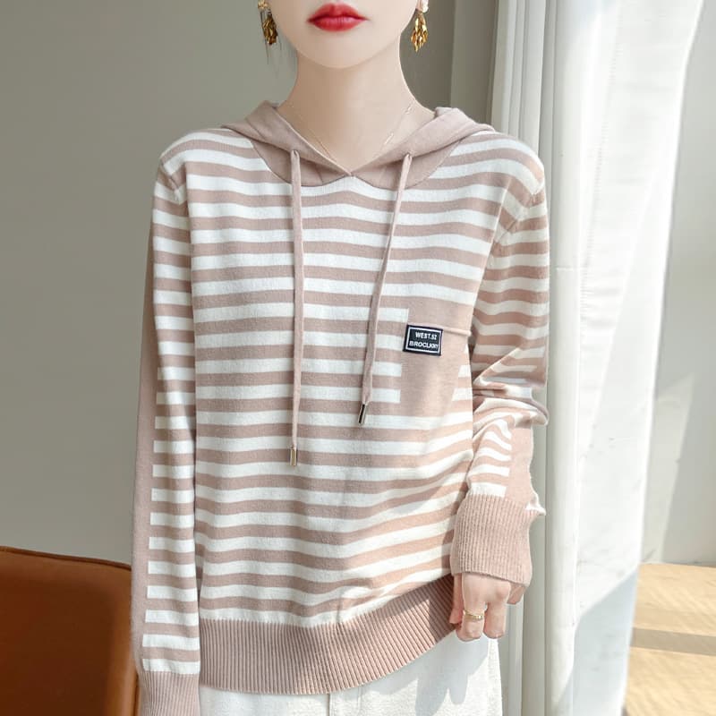 ボーダー服 ゆったりボーダーフードロンT