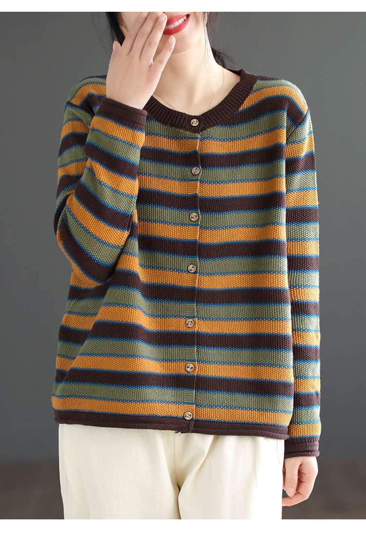 レトロボーダー柄カーディガン ボーダー服