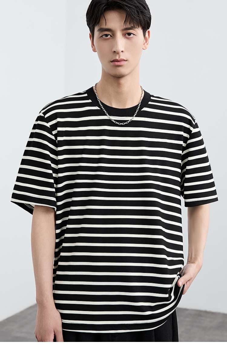 クラシカルボーダーデザイン半袖Tシャツ ボーダー服