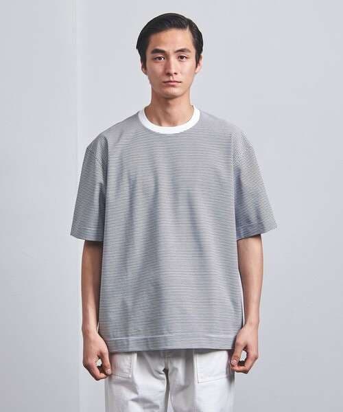 モダンボーダー柄オーバーサイズTシャツ ボーダー服