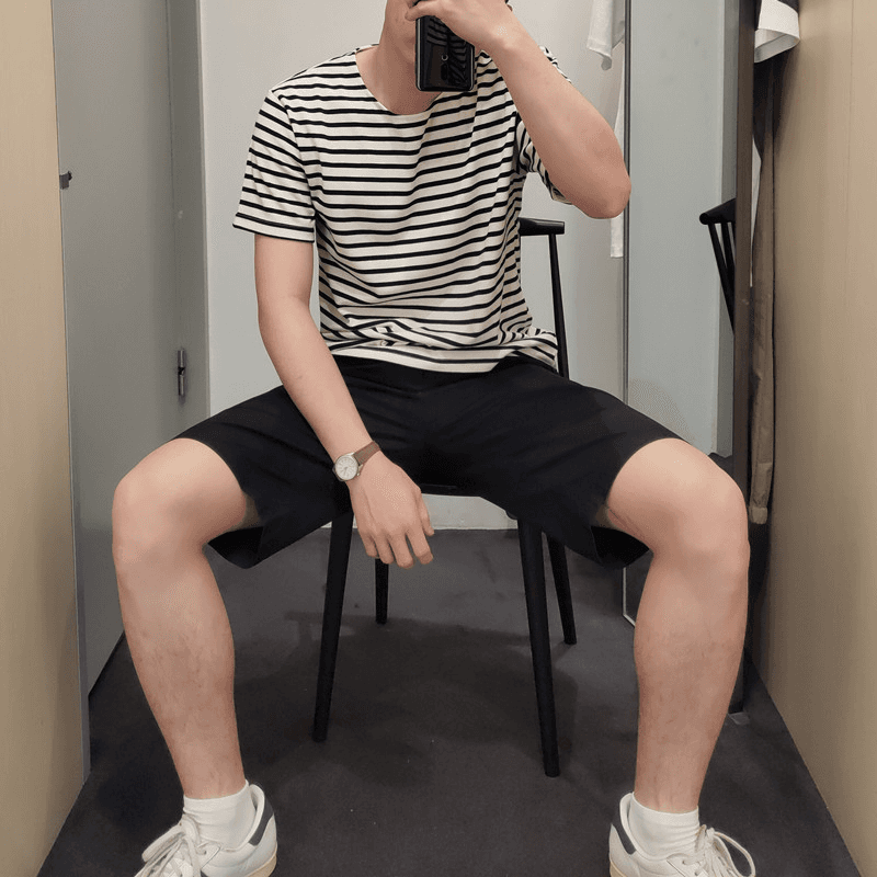 シンプル爽やか ボーダー半袖Tシャツ ボーダー服