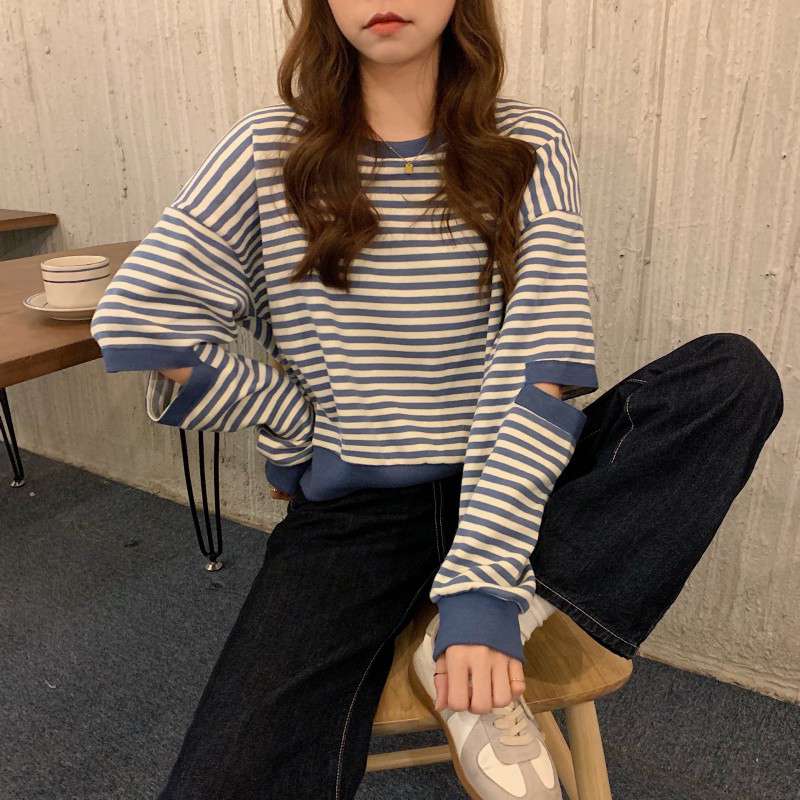 ゆったりボーダーカットソー ボーダー服