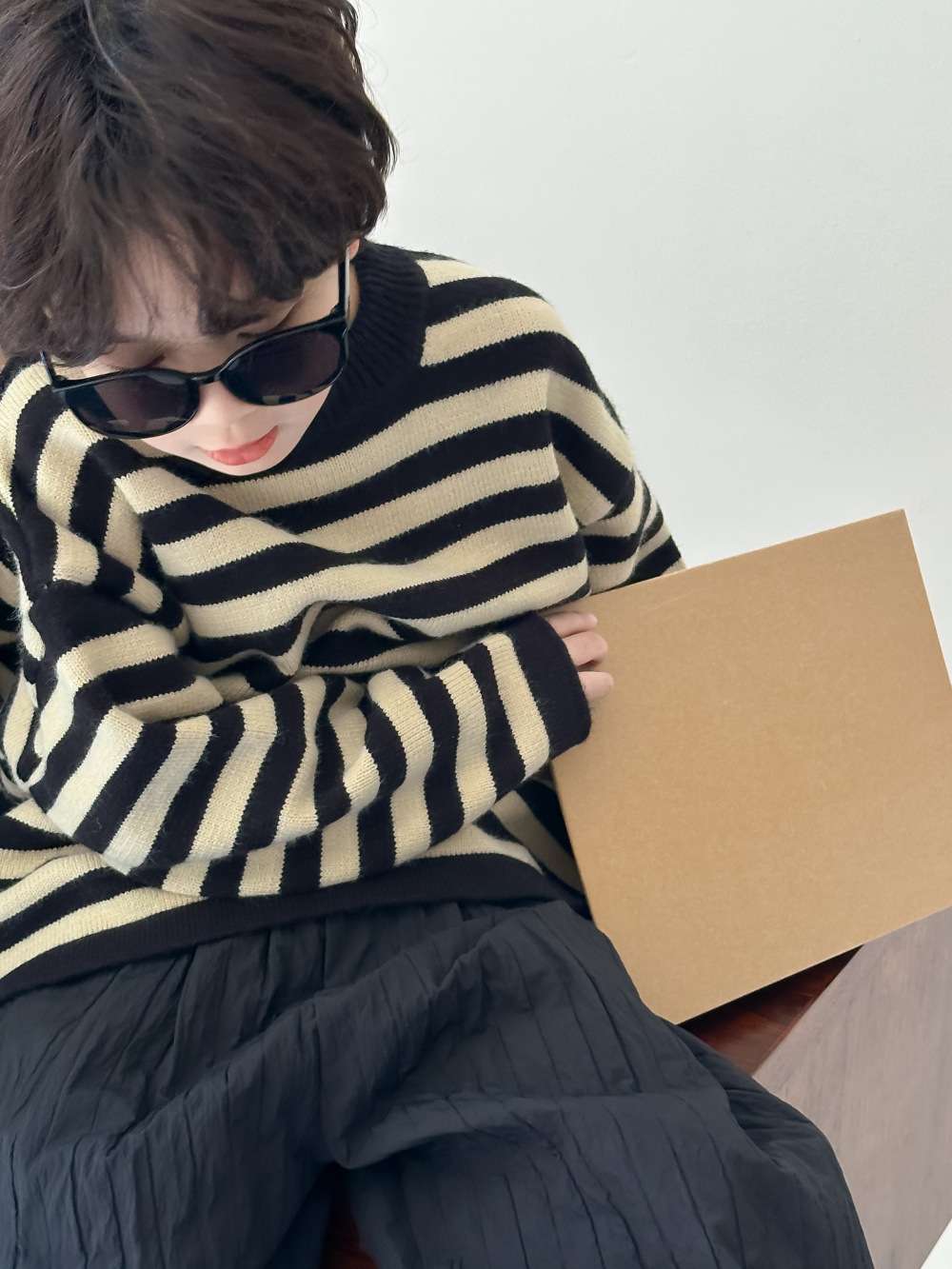 モダンストライプのニットウェアセット ボーダー服