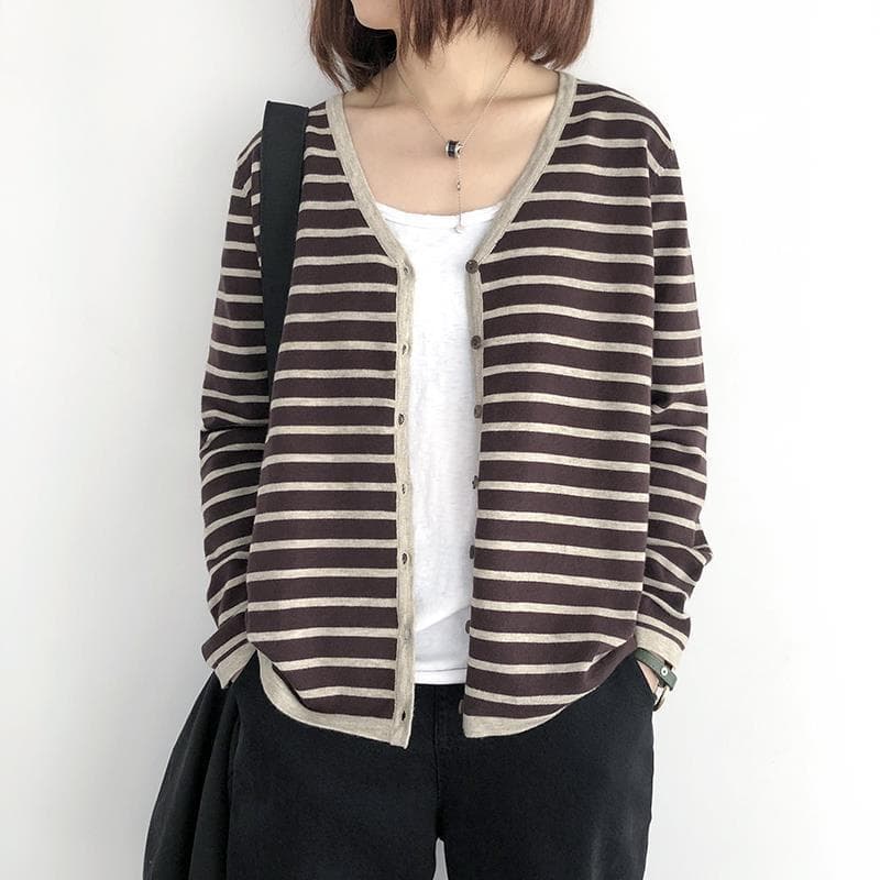 ボーダー服 ゆるシルエット リラックスカーディガン
