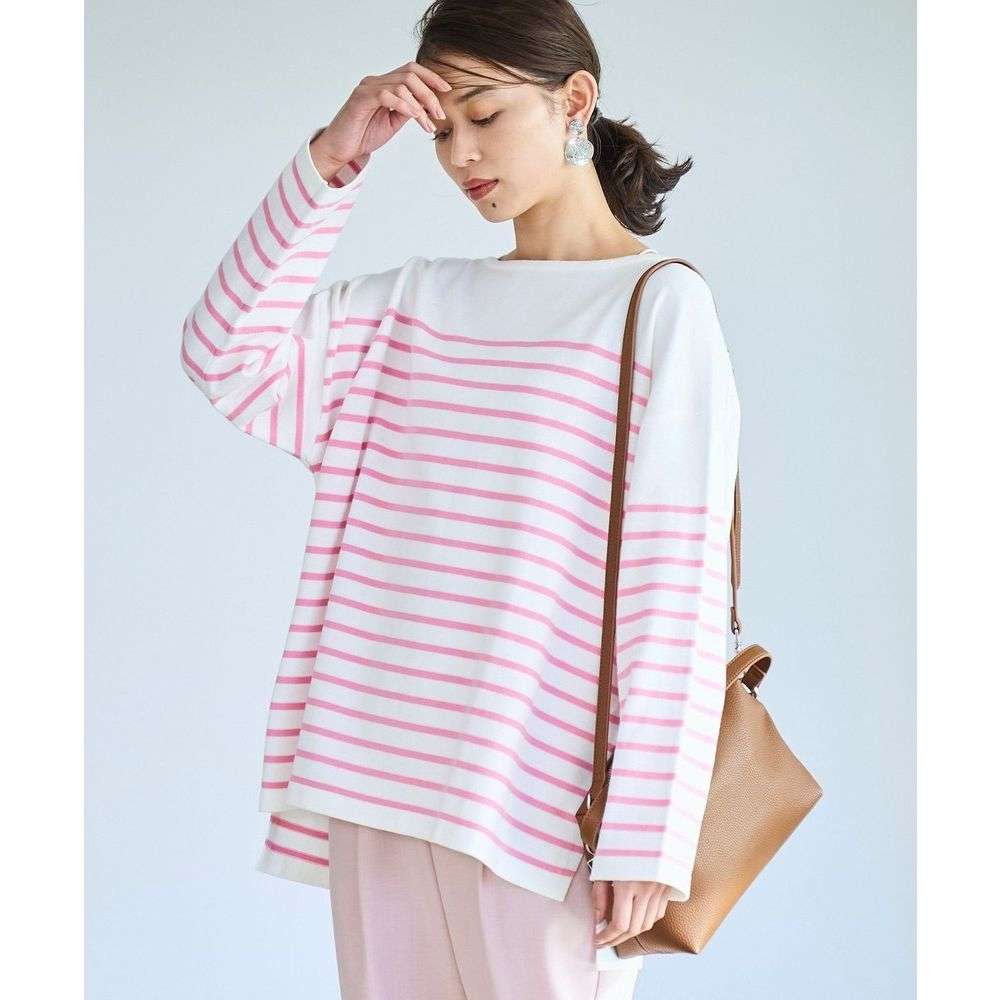 ゆったりボーダー柄ロングスリーブカットソー ボーダー服