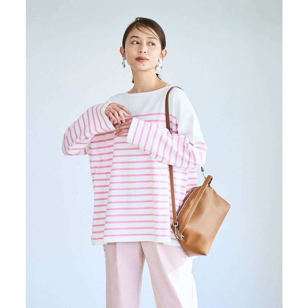 ゆったりボーダー柄ロングスリーブカットソー ボーダー服