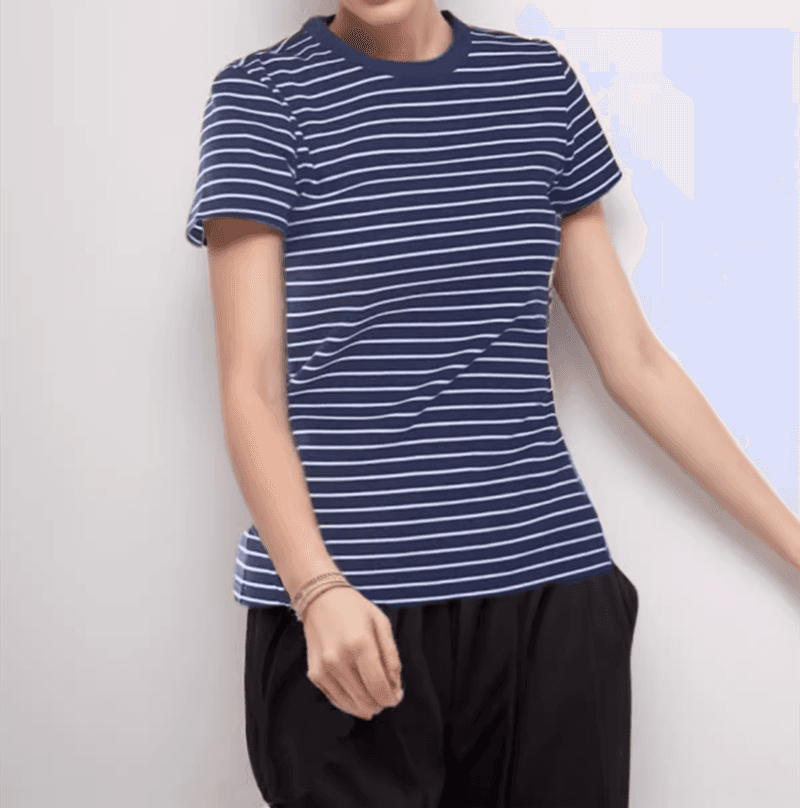 クラシックボーダー柄クルーネック半袖Tシャツ ボーダー服