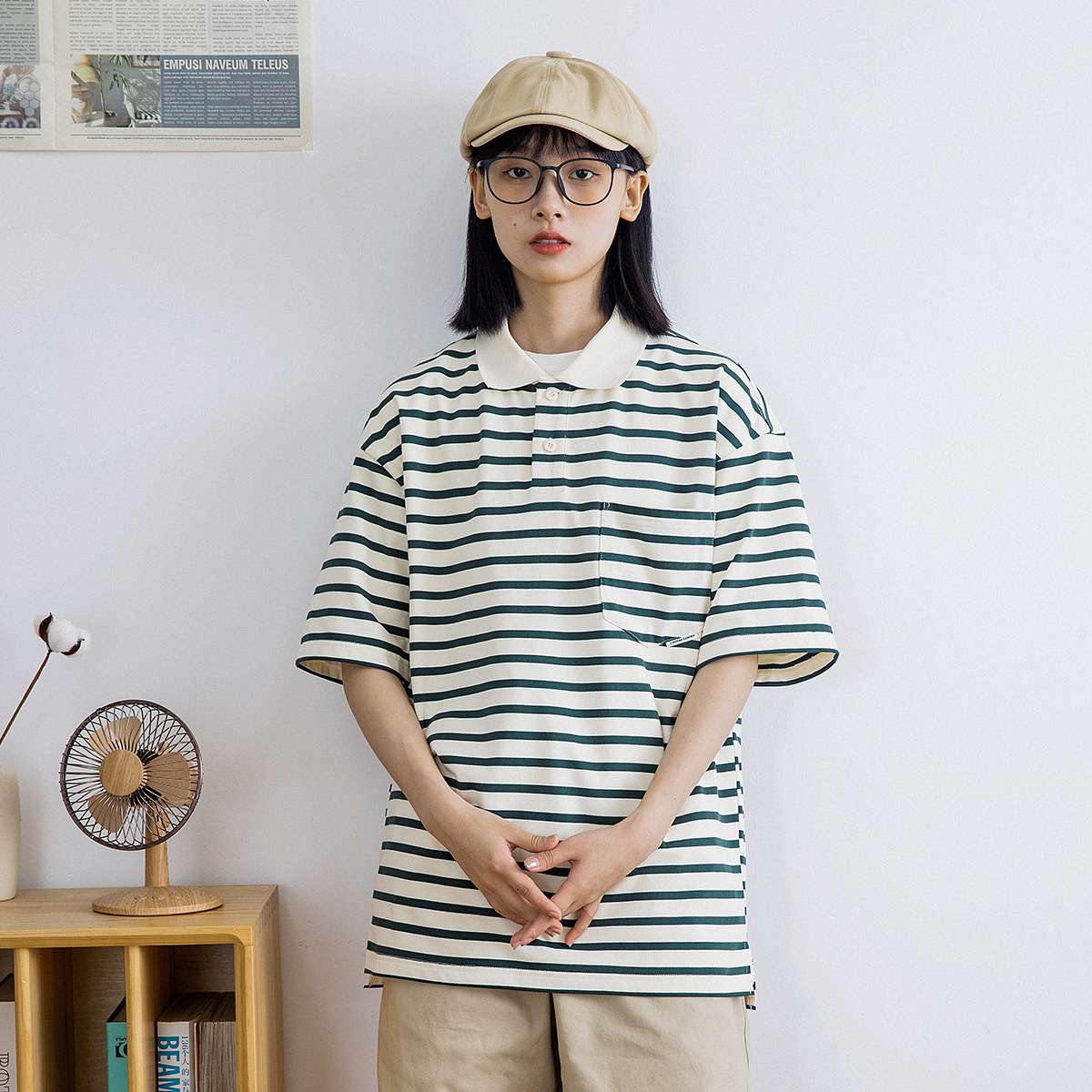 ゆったりシルエットボーダーポロシャツ ボーダー服