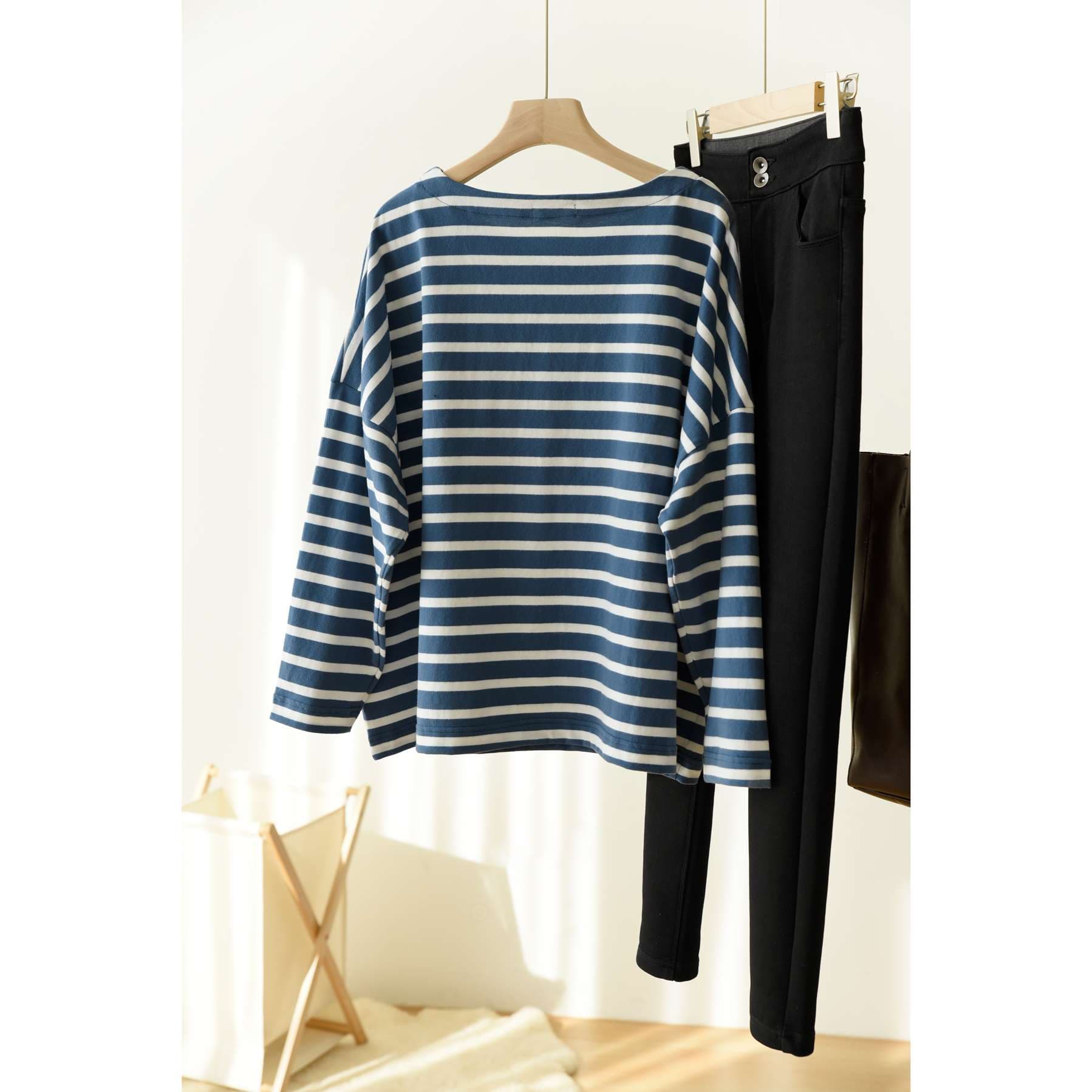 ゆったりシルエットのボーダーカットソー ボーダー服