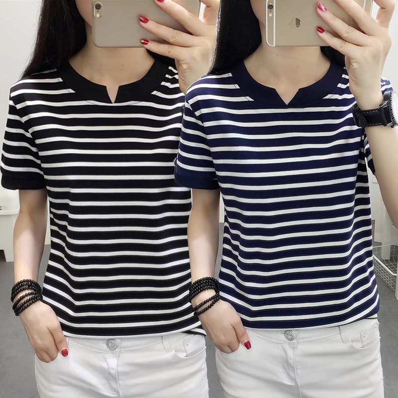 ボーダー キーネック ボーダーTシャツ