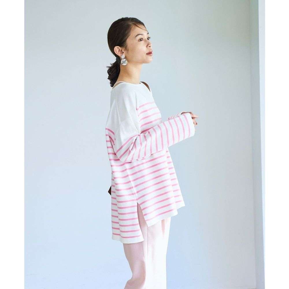 ゆったりボーダー柄ロングスリーブカットソー ボーダー服