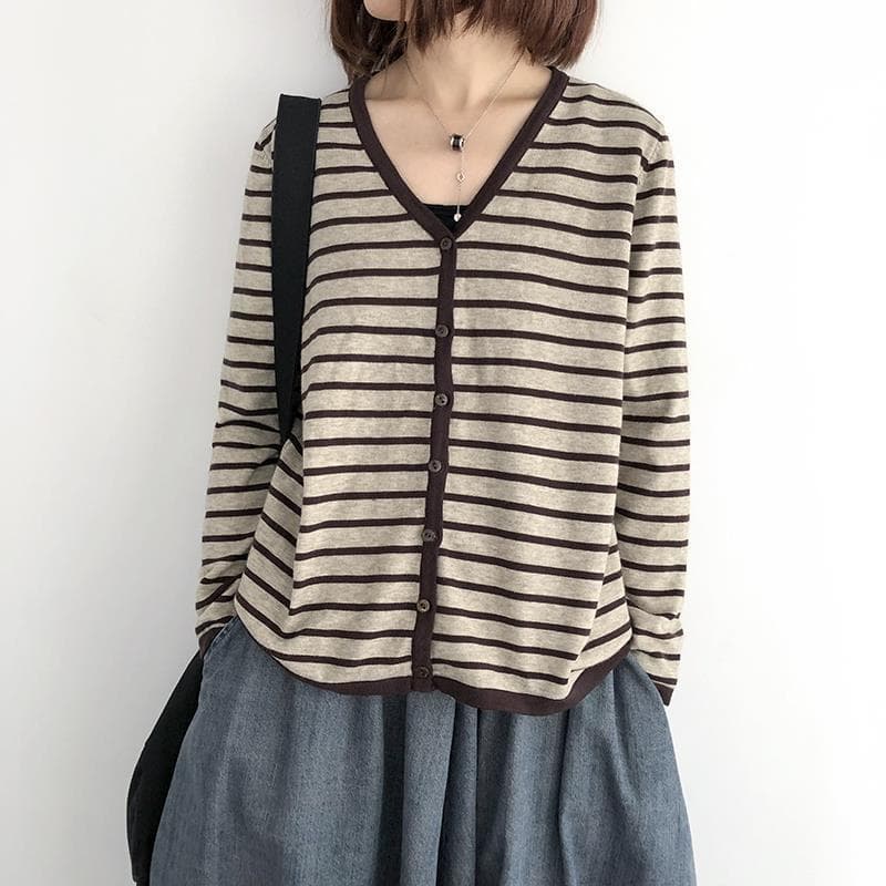 ボーダー服 ゆるシルエット リラックスカーディガン