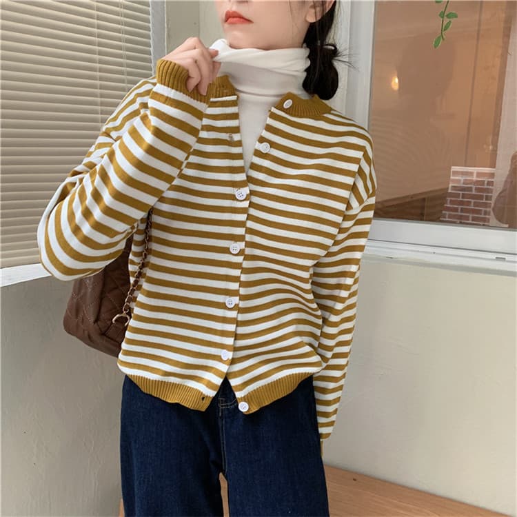 ボーダー服カーディガン 大人可愛いボーダーニット