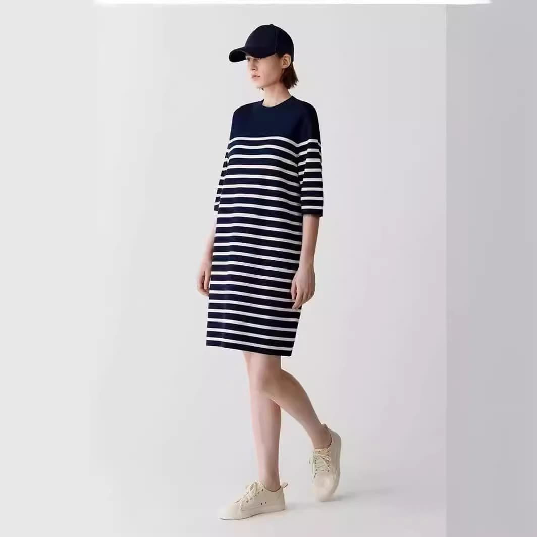 リラックスボーダーストレートワンピース ボーダー服