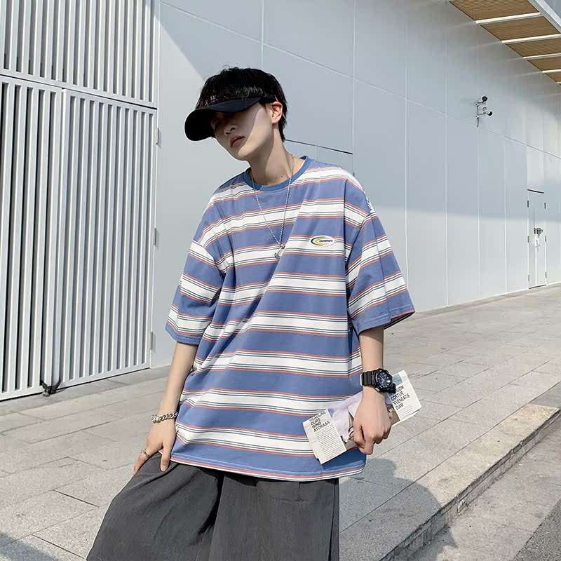 ゆったりボーダー柄半袖Tシャツ ボーダー服