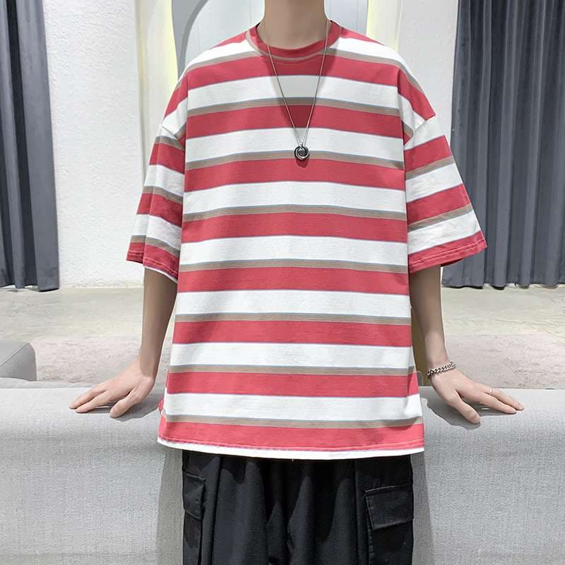 ゆったりボーダー柄オーバーサイズTシャツ ボーダー服