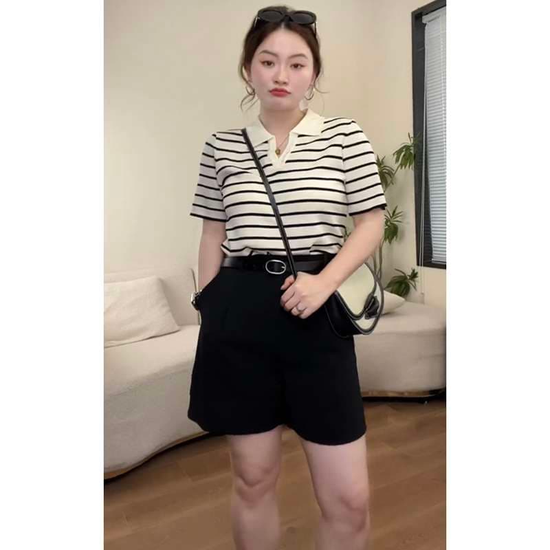 ボーダー柄シンプルポロシャツ ボーダー服