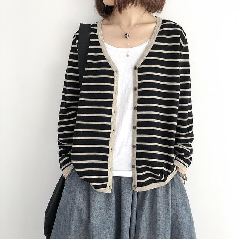 ボーダー服 ゆるシルエット リラックスカーディガン