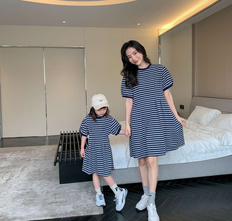 親子お揃いボーダーワンピース ボーダー服