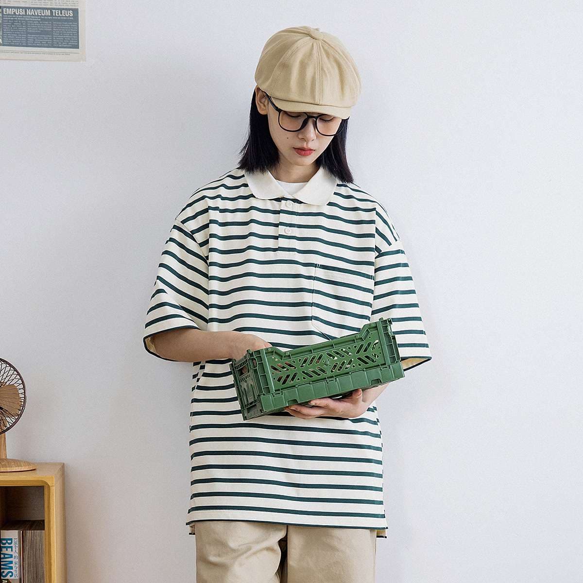 ゆったりシルエットボーダーポロシャツ ボーダー服