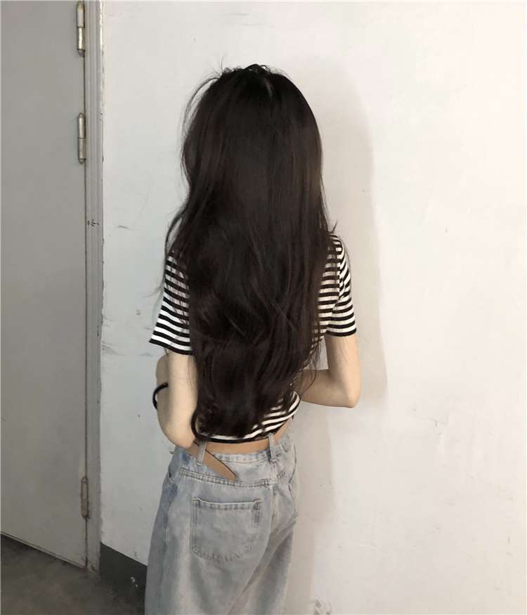 レトロ調ボーダー柄リブニットポロシャツ ボーダー服