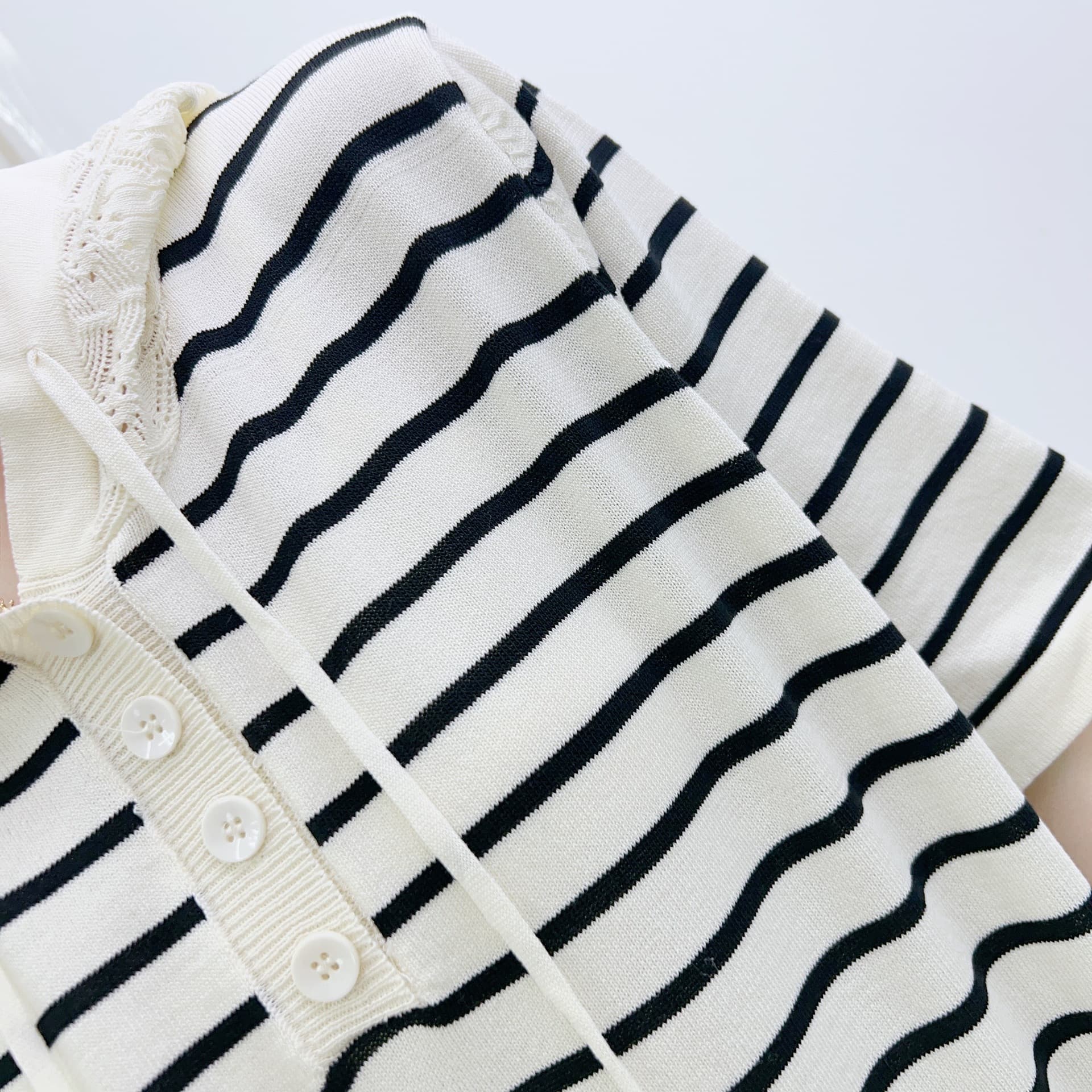 ボーダー服 フード付きボーダーニットワンピース