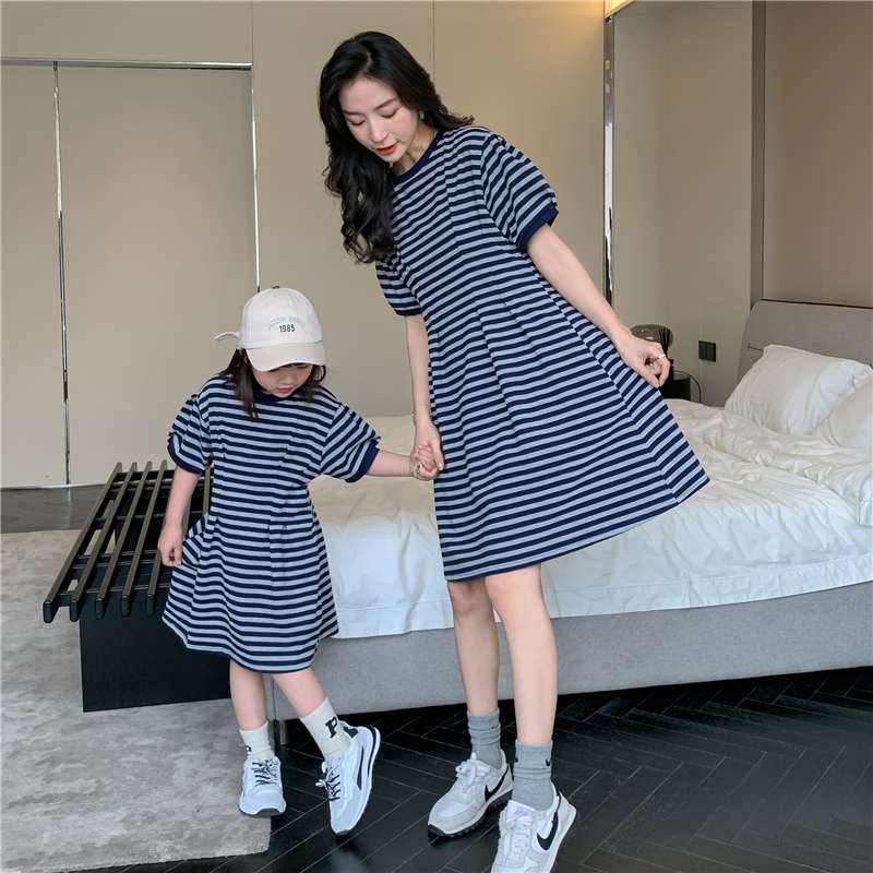 親子お揃いボーダーワンピース ボーダー服